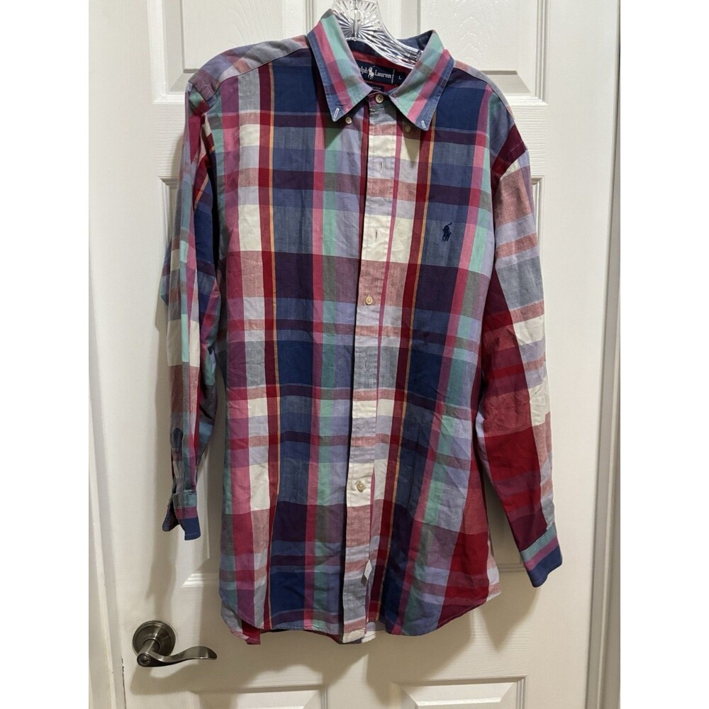 Lauren RALPH LAUREN Plaid SLEEP SHIRT Dress Large Cotton Viscose SOFT